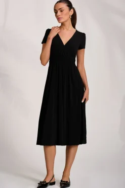 Cap Sleeve Jersey Midaxi Dress, Black