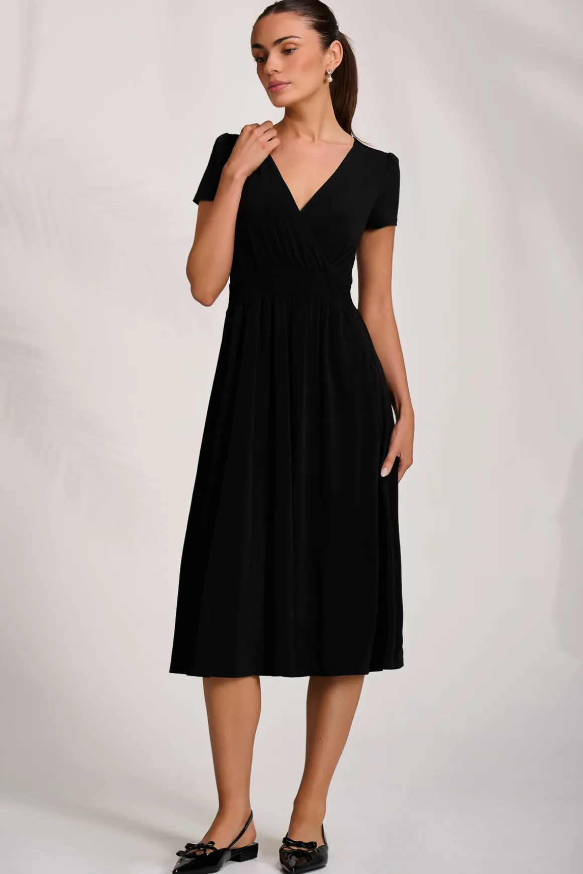 Cap Sleeve Jersey Midaxi Dress, Black