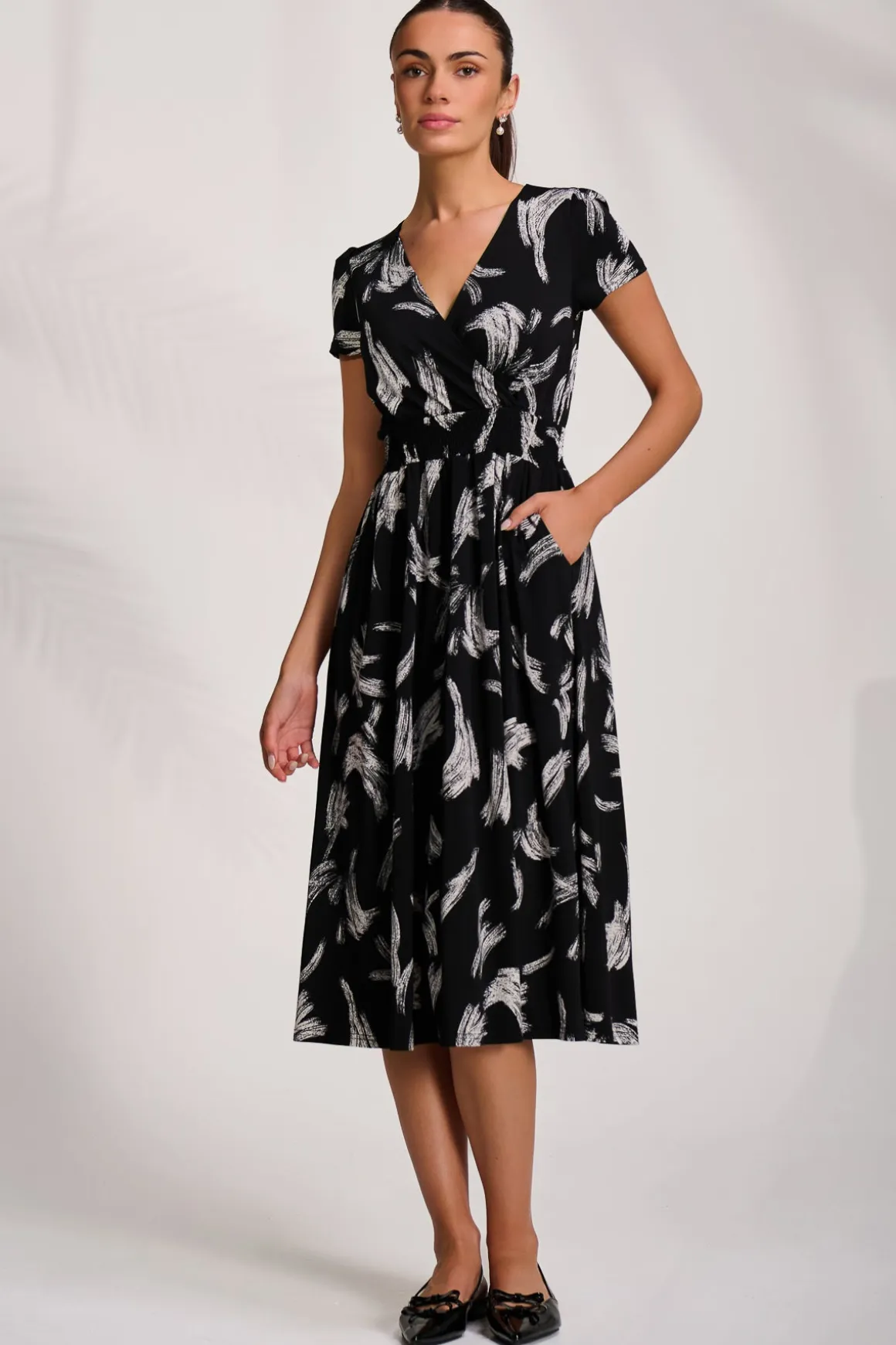 Cap Sleeve Printed Jersey Midaxi Dress, Black Abstract