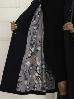 Caroline Asymmetric Button Coat, Navy
