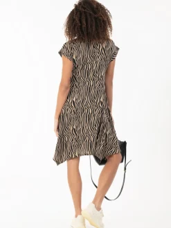 Cassie Hanky Hem Tunic Dress, Brown Animal