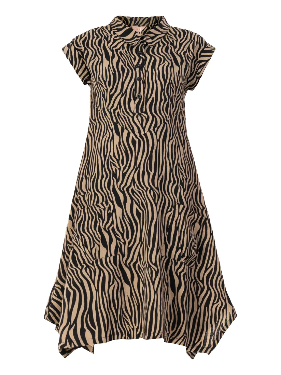 Cassie Hanky Hem Tunic Dress, Brown Animal