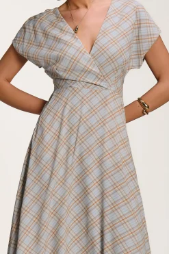 Check Print Maxi Dress, Blue Check