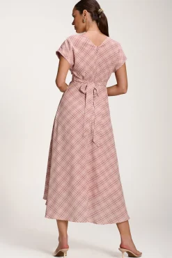 Check Print Maxi Dress, Pink Check
