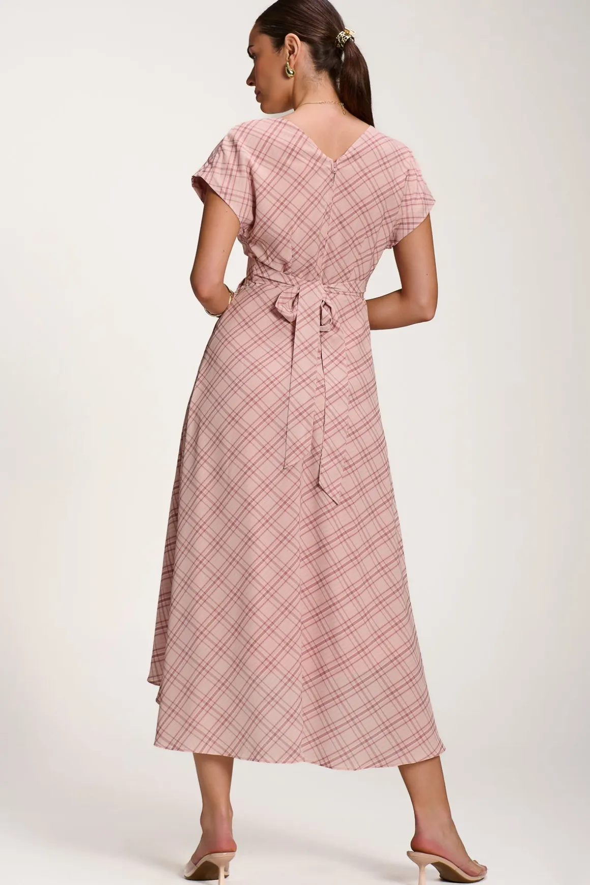 Check Print Maxi Dress, Pink Check