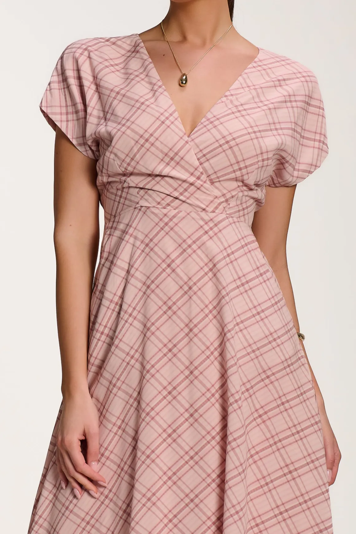 Check Print Maxi Dress, Pink Check