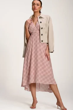 Check Print Maxi Dress, Pink Check