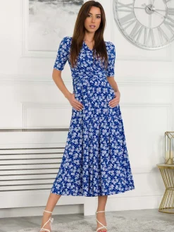 Coleen Wrap Maxi Dress, Blue Floral