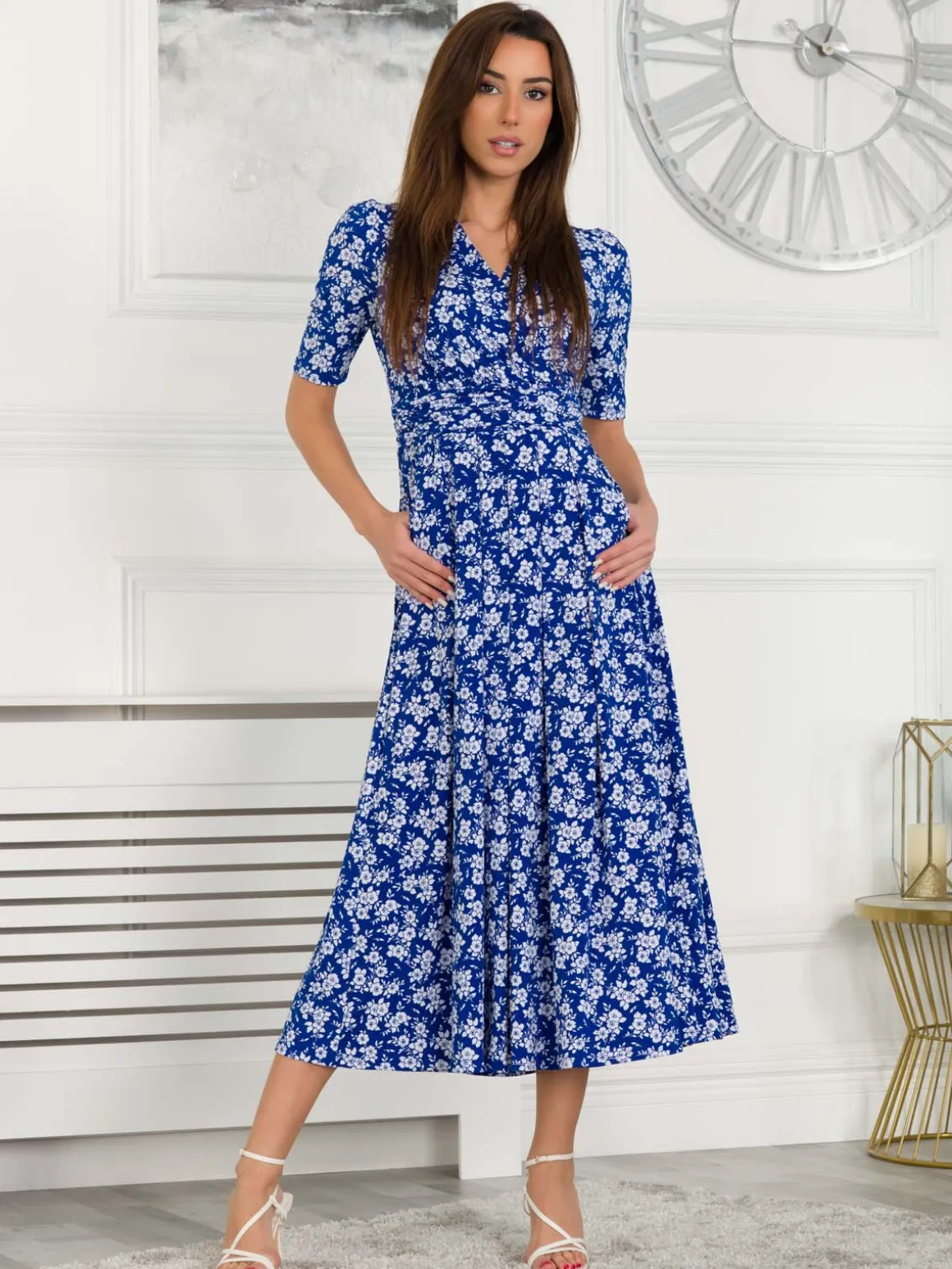 Coleen Wrap Maxi Dress, Blue Floral