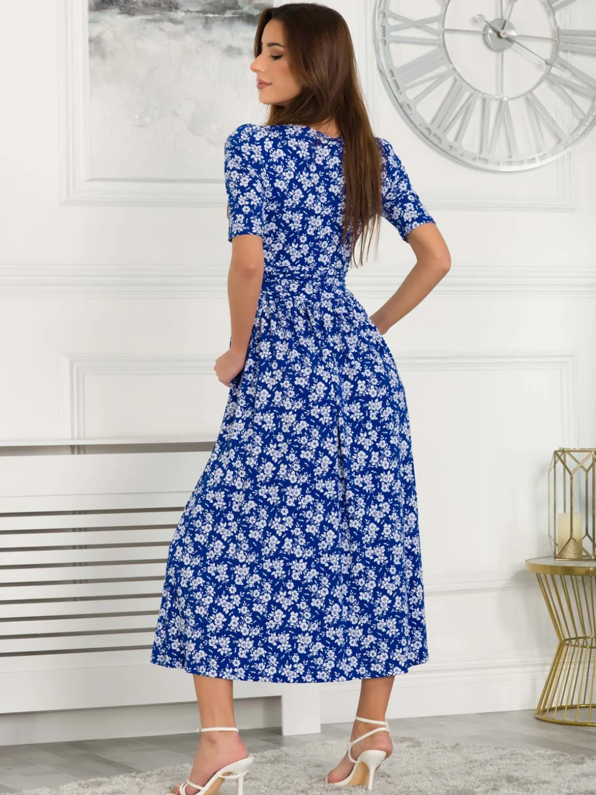 Coleen Wrap Maxi Dress, Blue Floral