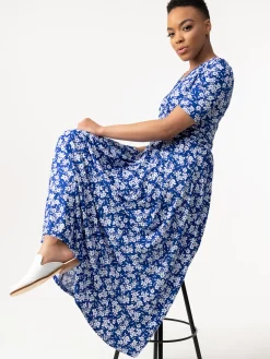 Coleen Wrap Maxi Dress, Blue Floral