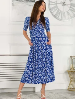 Coleen Wrap Maxi Dress, Blue Floral
