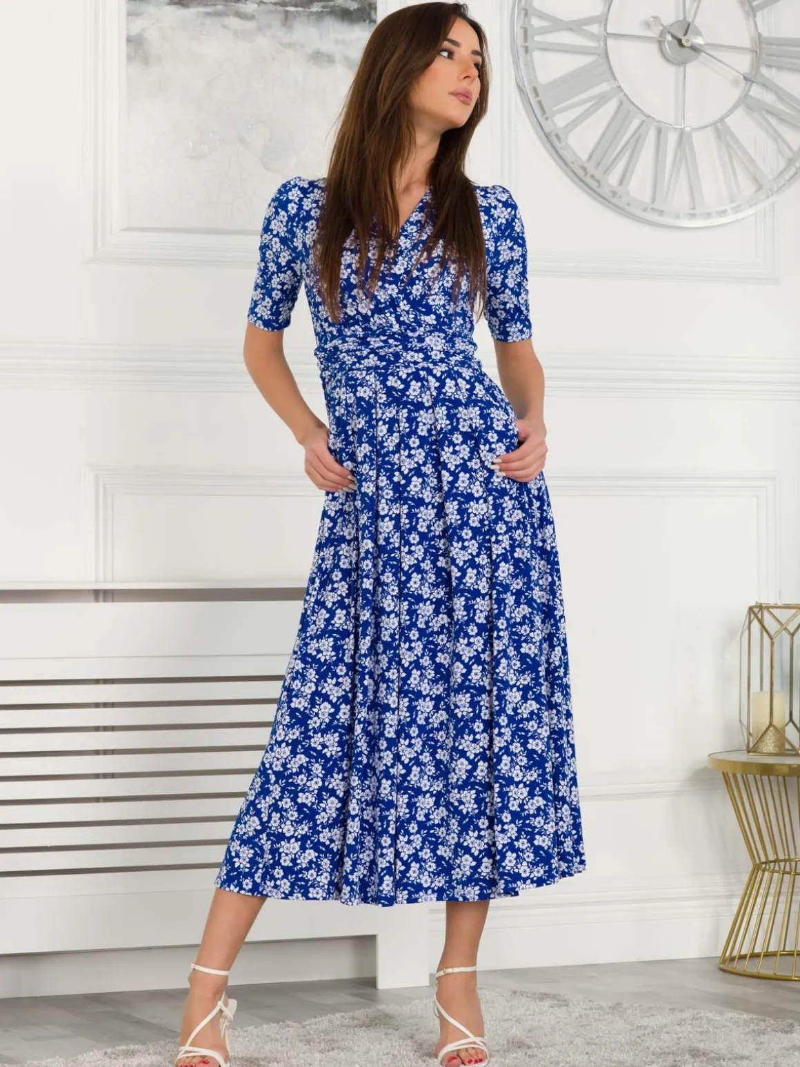 Coleen Wrap Maxi Dress, Blue Floral
