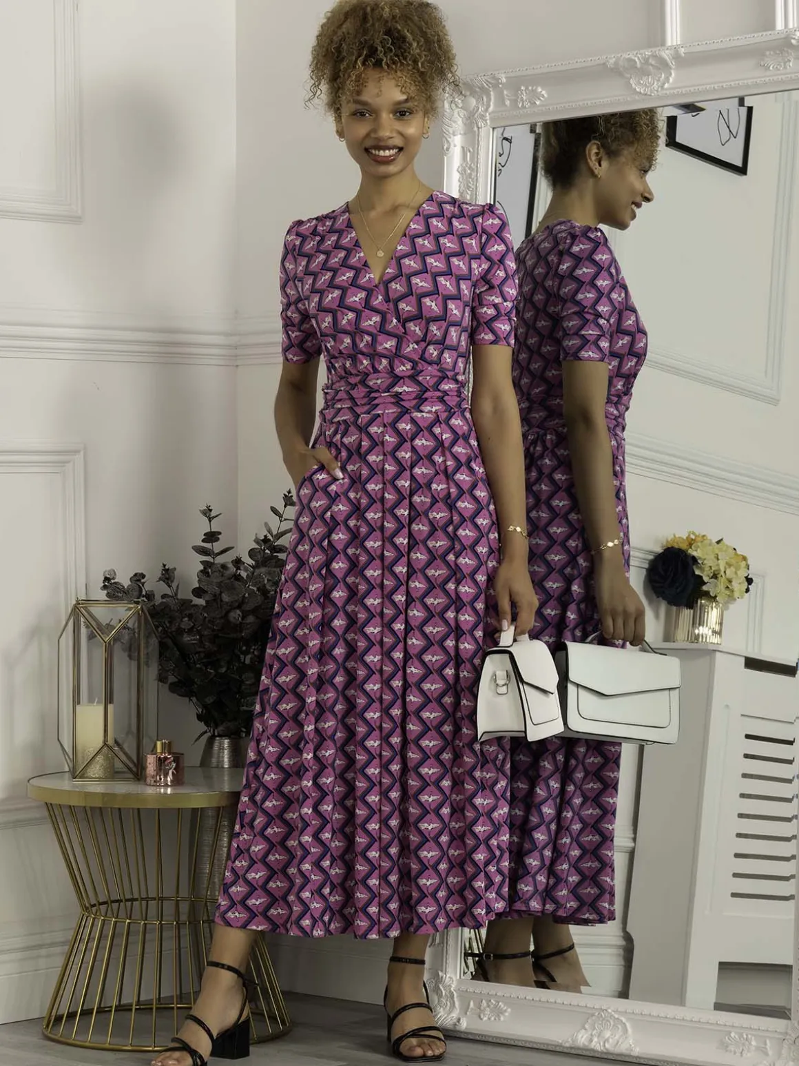 Coleen Wrap Maxi Dress, Fuschia
