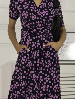 Coleen Wrap Maxi Dress, Navy Spot