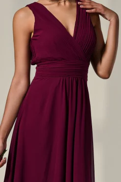 Cora Sleeveless Chiffon Maxi Dress, Burgundy