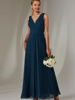 Cora Sleeveless Chiffon Maxi Dress, Dark Teal