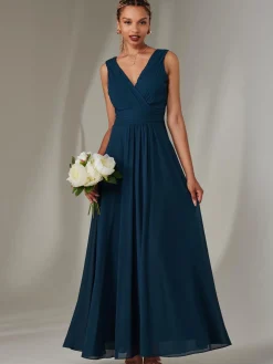 Cora Sleeveless Chiffon Maxi Dress, Dark Teal