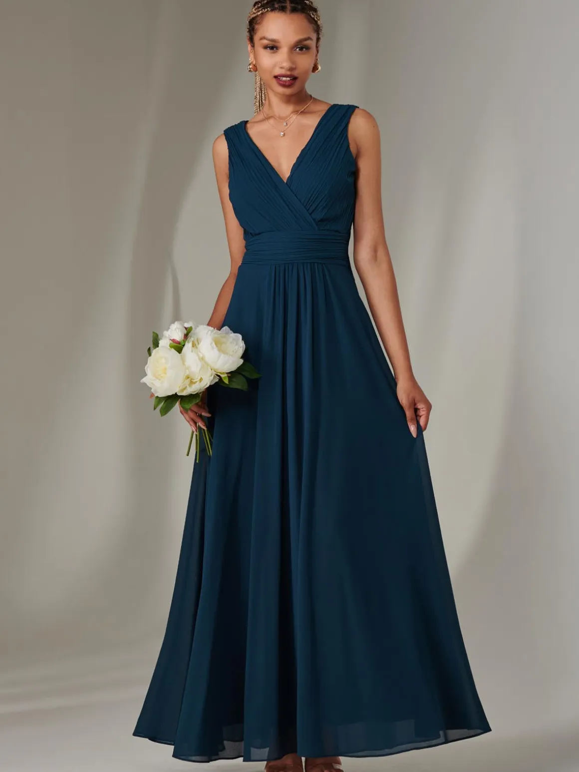 Cora Sleeveless Chiffon Maxi Dress, Dark Teal
