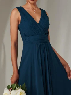 Cora Sleeveless Chiffon Maxi Dress, Dark Teal