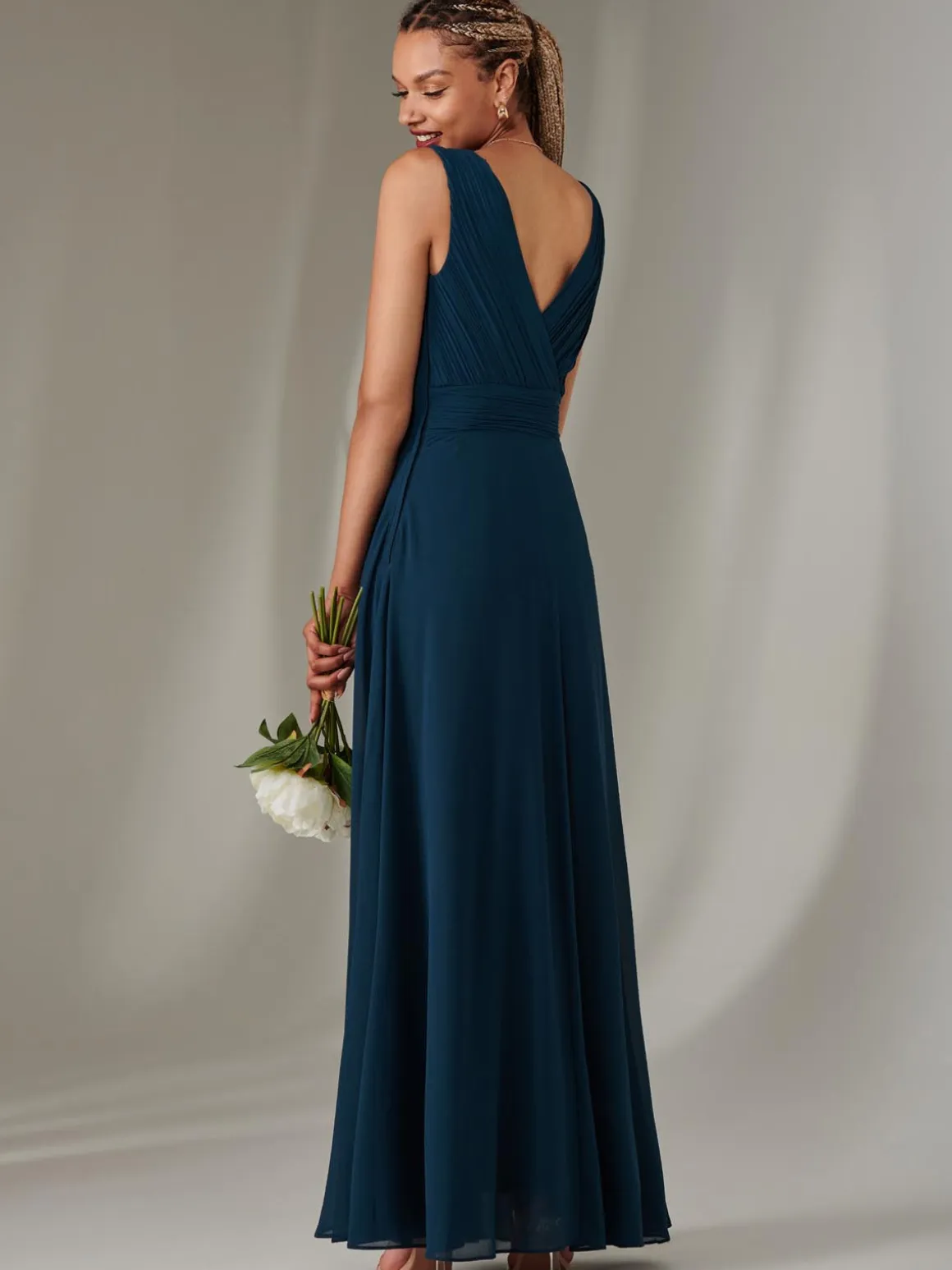 Cora Sleeveless Chiffon Maxi Dress, Dark Teal