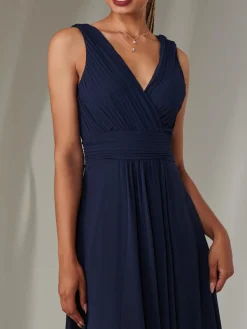 Cora Sleeveless Chiffon Maxi Dress, Navy