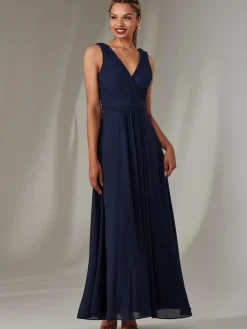 Cora Sleeveless Chiffon Maxi Dress, Navy