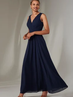 Cora Sleeveless Chiffon Maxi Dress, Navy