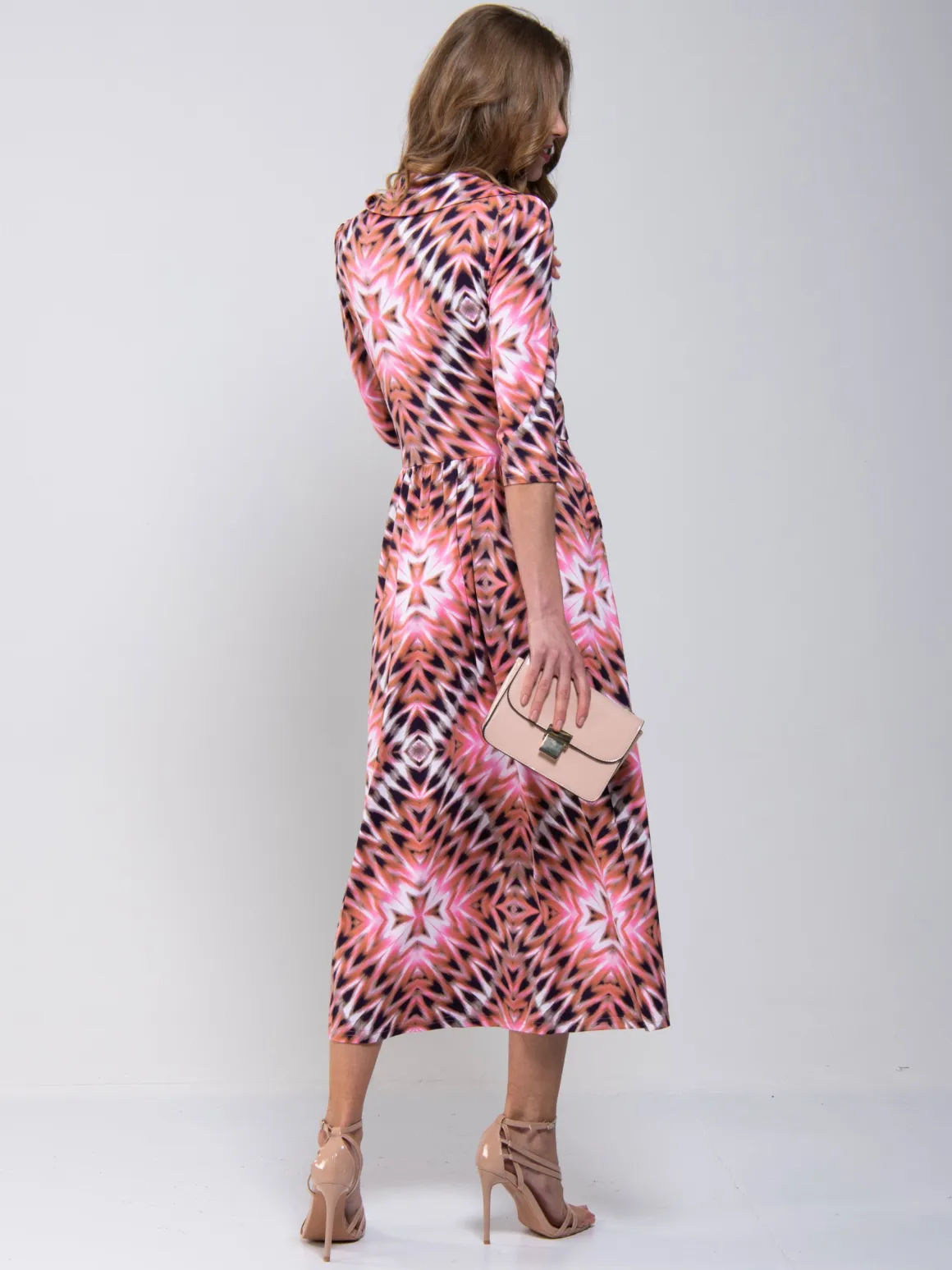 Cross Over Tie Waist Maxi Dress, Pink Multi