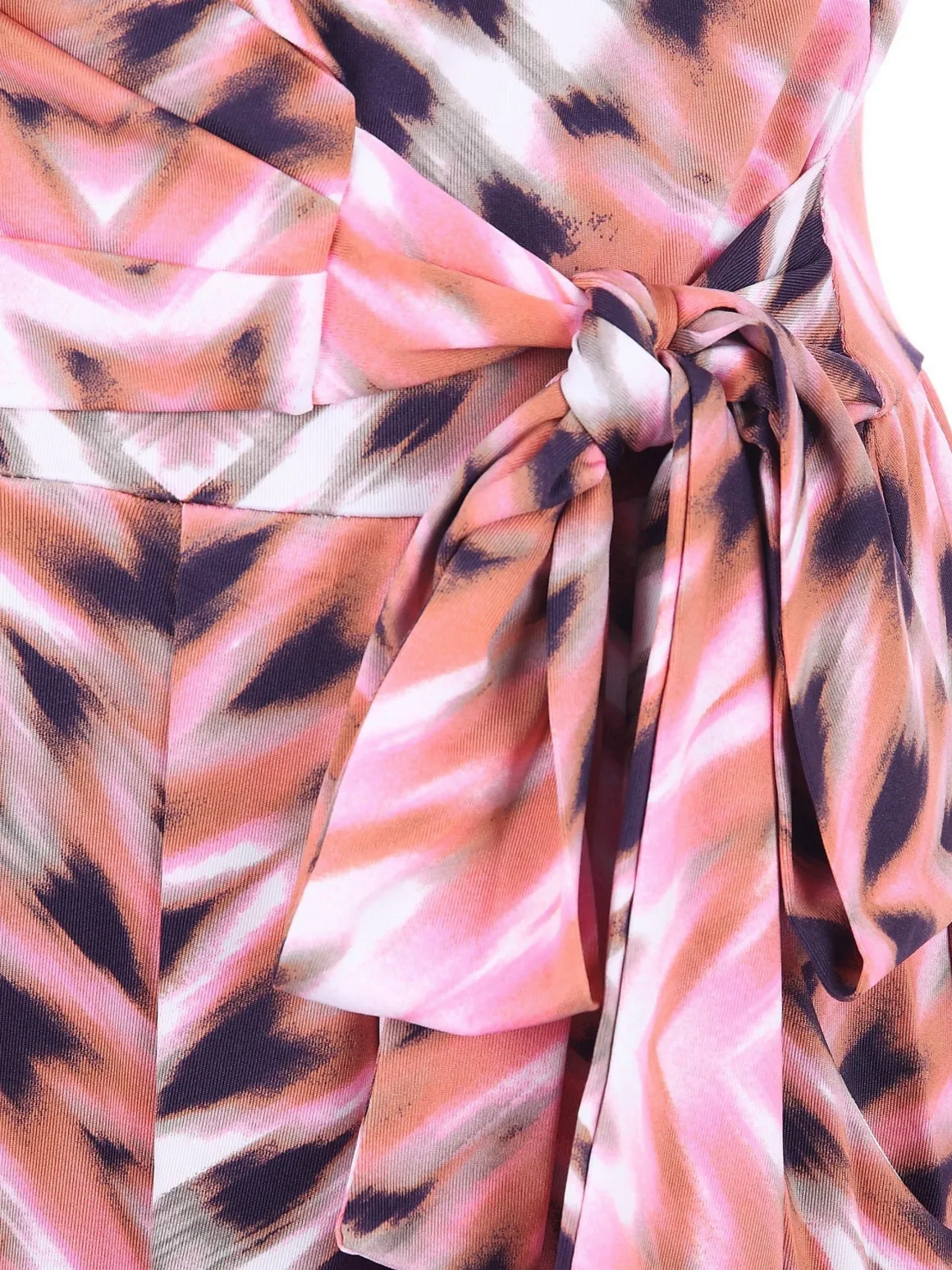 Cross Over Tie Waist Maxi Dress, Pink Multi