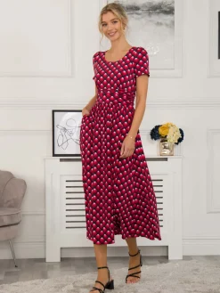 Danna Scoop Neck Dress, Red Geo