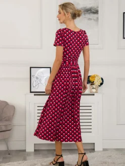 Danna Scoop Neck Dress, Red Geo