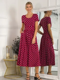Danna Scoop Neck Dress, Red Geo