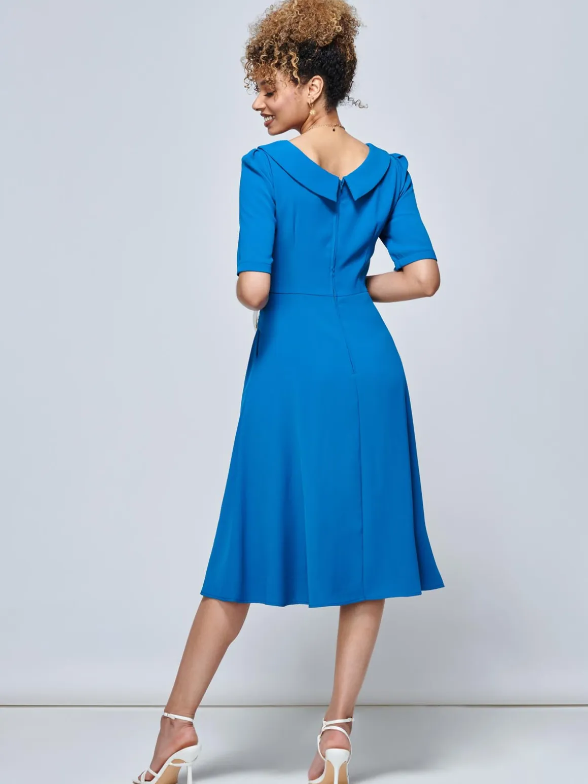 Darlene Twist Waist Swing Dress, Teal