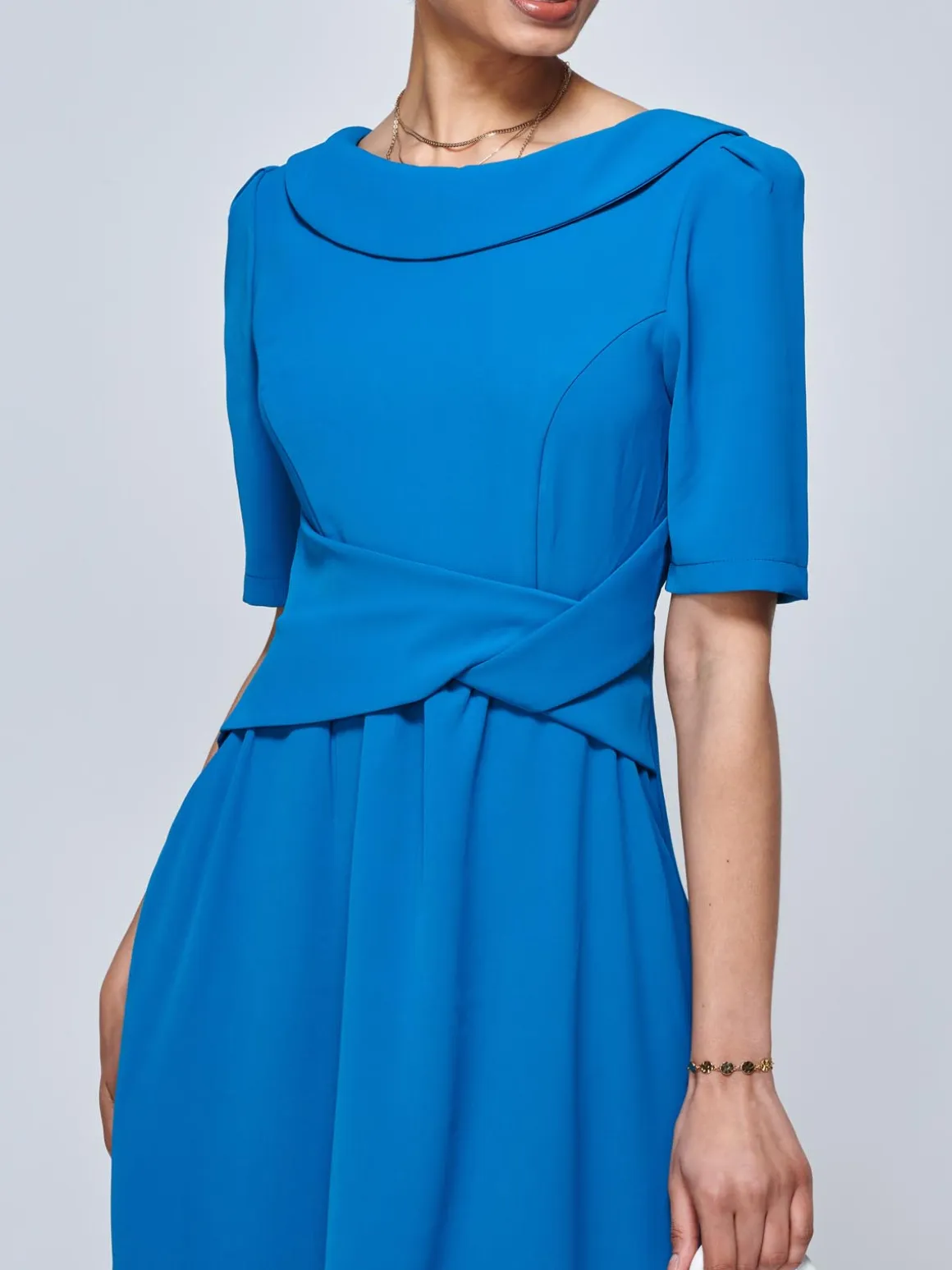 Darlene Twist Waist Swing Dress, Teal