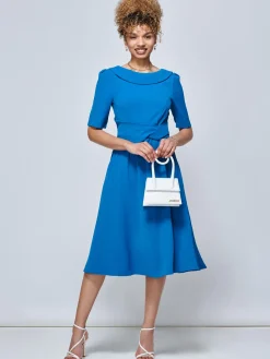 Darlene Twist Waist Swing Dress, Teal
