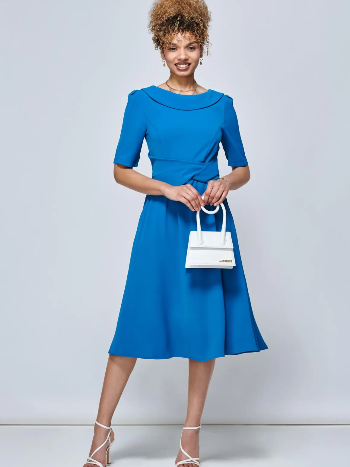 Darlene Twist Waist Swing Dress, Teal