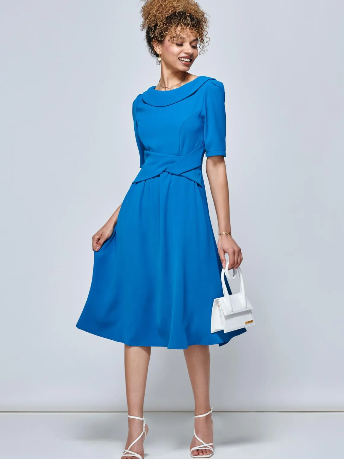 Darlene Twist Waist Swing Dress, Teal