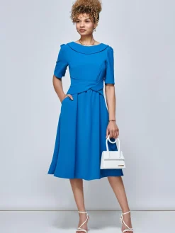 Darlene Twist Waist Swing Dress, Teal