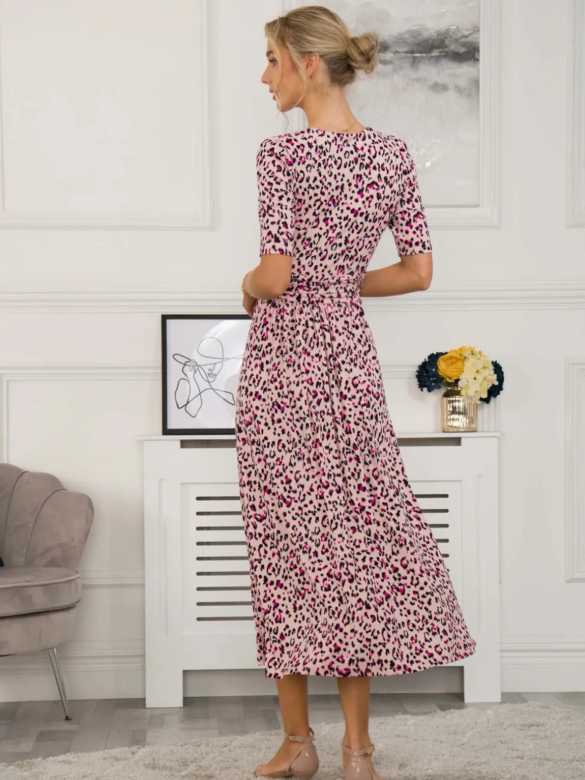 Denise Wrap Maxi Dress, Pink Animal