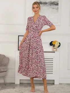 Denise Wrap Maxi Dress, Pink Animal