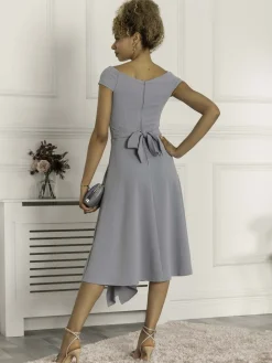 Desiree Frill Fit & Flare Dress, Steel Blue