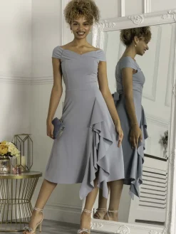 Desiree Frill Fit & Flare Dress, Steel Blue