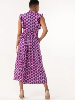 Doris Frilly Maxi Dress, Pink Animal