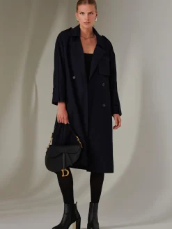 Double Breasted Trench Coat, Navy