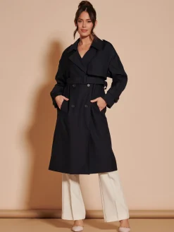 Double Breasted Trench Coat, Navy