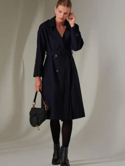 Double Breasted Trench Coat, Navy
