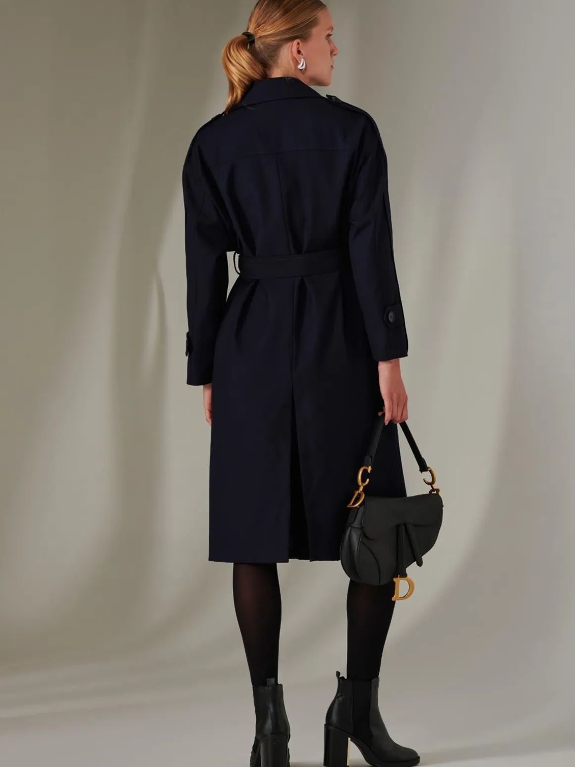 Double Breasted Trench Coat, Navy