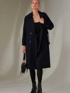 Double Breasted Trench Coat, Navy