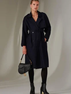 Double Breasted Trench Coat, Navy
